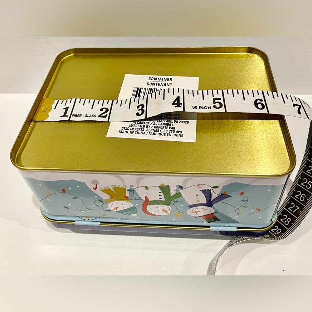 Snowman Holiday Metal Storage Tin - NWT - Picture 6 of 6